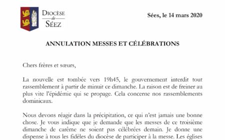 ANNULATION MESSES ET CÉLÉBRATIONS