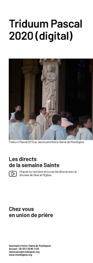 Les directs de la semaine Sainte Cliquez sur les liens et suivez les directs avec le diocèse de Séez et l’Eglise.