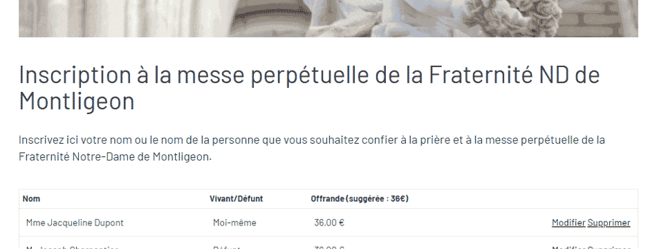 Nouveau formulaire d'inscription à la Fraternité de Montligeon