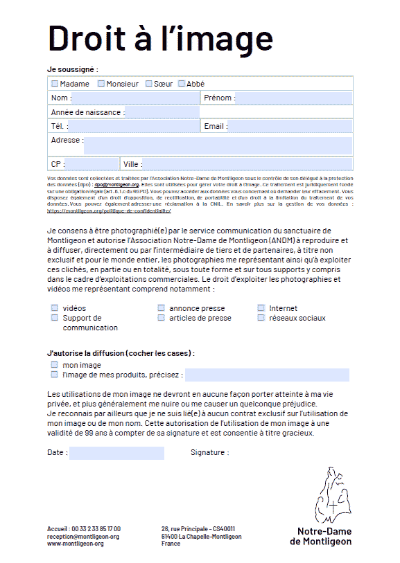 Droit à l'image reportage Sanctuaire Notre Dame de Montligeon