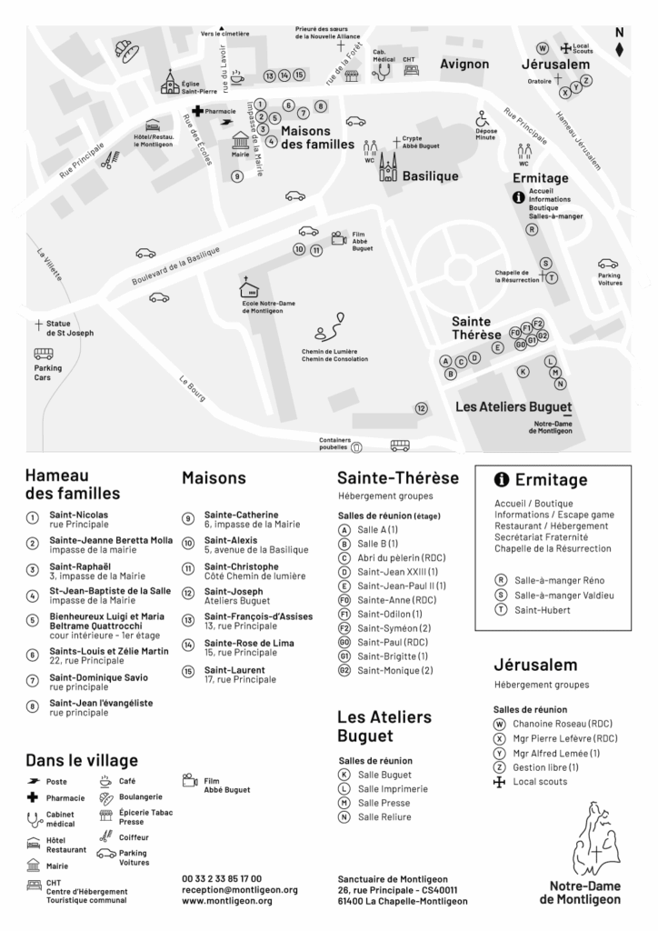 Vous pouvez télécharger ce plan du sanctuaire sur votre smartphone ou l'imprimer chez vous (nous l'avons conçu économe pour votre imprimante). Accueil, Boutique, Restaurant, Hébergement, ou Chapelle de la Résurrection… c'est le document utile à avoir sur soit pour un séjour au sanctuaire.