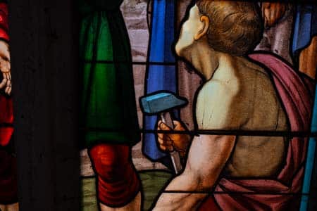 Travaux dépose des vitraux du choeur Atelier Gouty